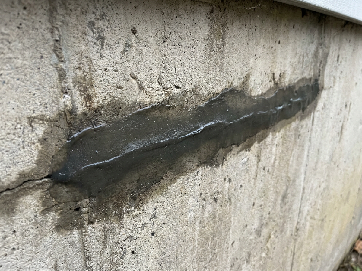 Sealed and finished foundation crack repair