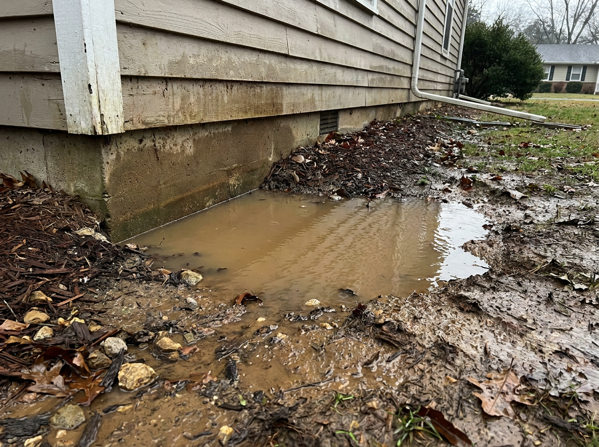 French drain installation before